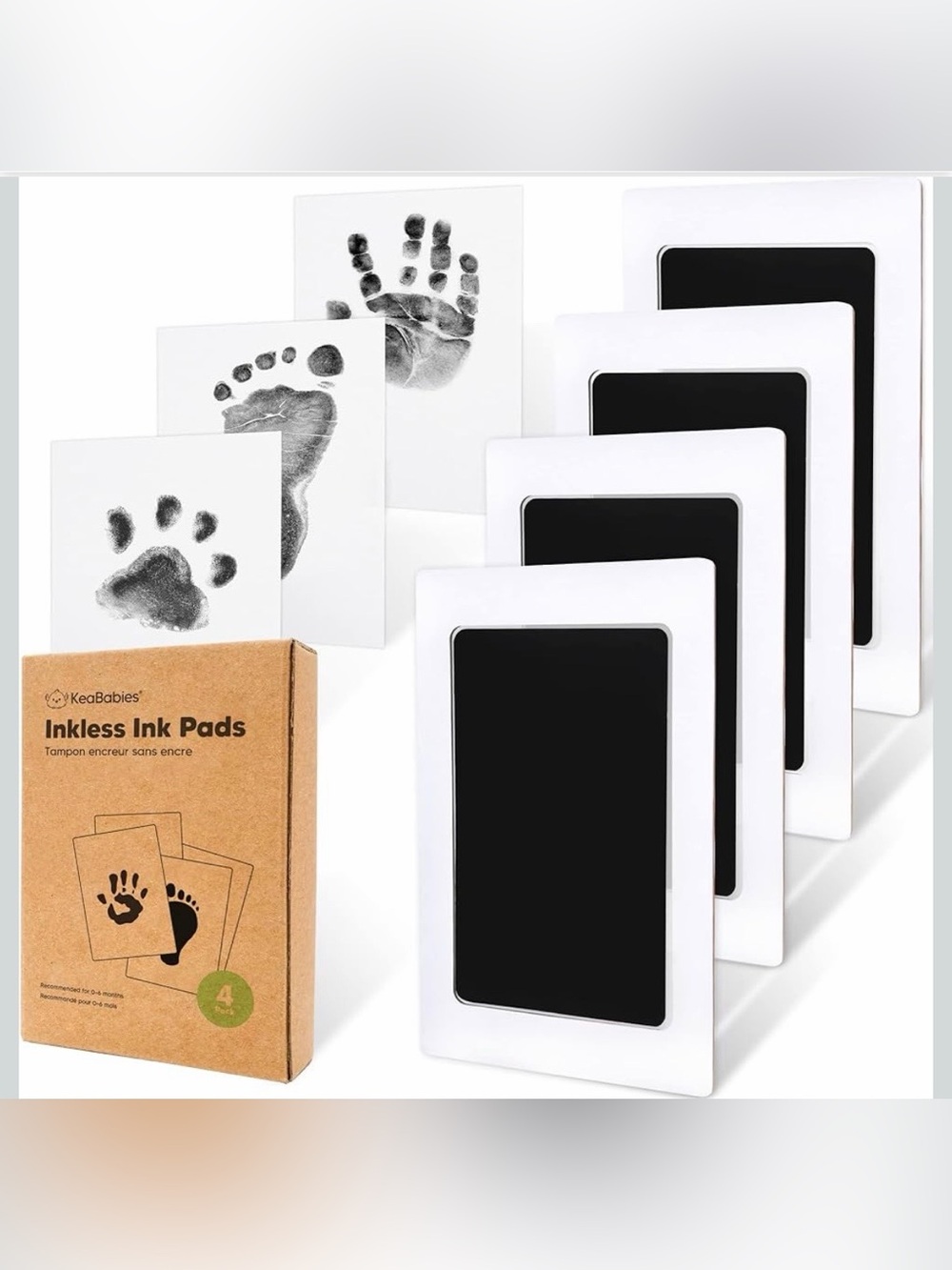 KeaBabies Inkless Ink Pads 4 Pack, Pearhead Inkless Ink Pad 1 Pack